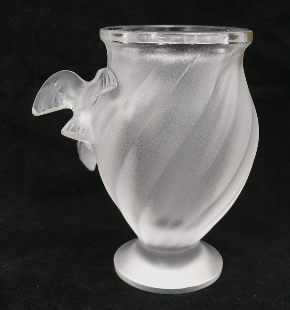 Lalique Vase Rosine, Cristal, Intact, Signé.-photo-2