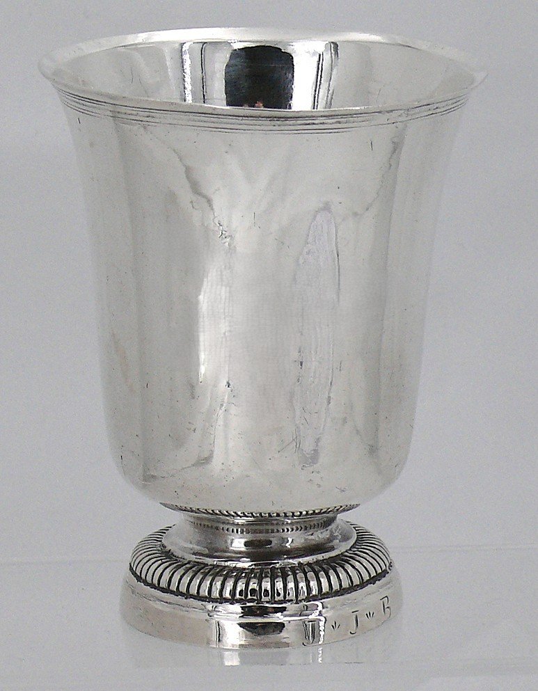 Grande Timbale Tulipe, Argent Massif XVIII, Orléans, 166g, Louis Sionnest.-photo-2