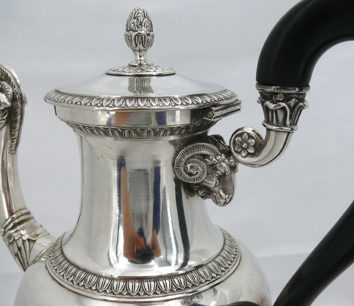 Beautiful Solid Silver Jug, Old Man, Mascaron, Camel Head And Ram.-photo-3