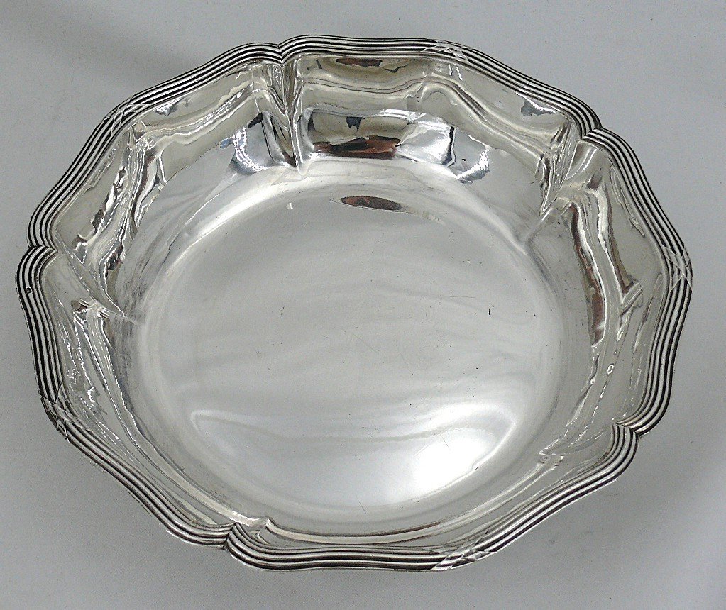 Puiforcat, Solid Silver Minerva Salad Bowl, Ribbons, Coat Of Arms, Excellent Condition.-photo-3