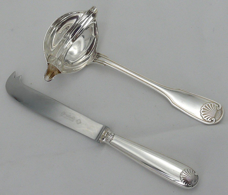 Christofle Vendôme, Set Of 8 Serving Cutlery, Silver Plated Metal, Excellent Condition.-photo-4