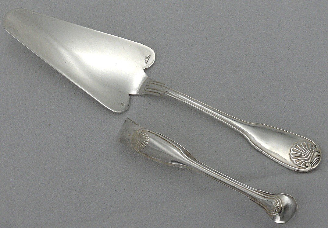 Christofle Vendôme, Set Of 8 Serving Cutlery, Silver Plated Metal, Excellent Condition.-photo-1