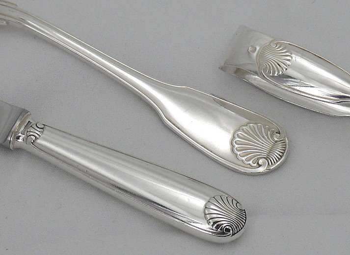 Christofle Vendôme, Set Of 8 Serving Cutlery, Silver Plated Metal, Excellent Condition.-photo-2