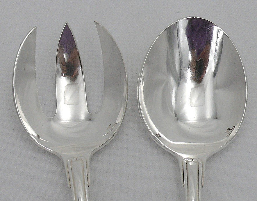 Christofle Vendôme, Set Of 8 Serving Cutlery, Silver Plated Metal, Excellent Condition.-photo-6