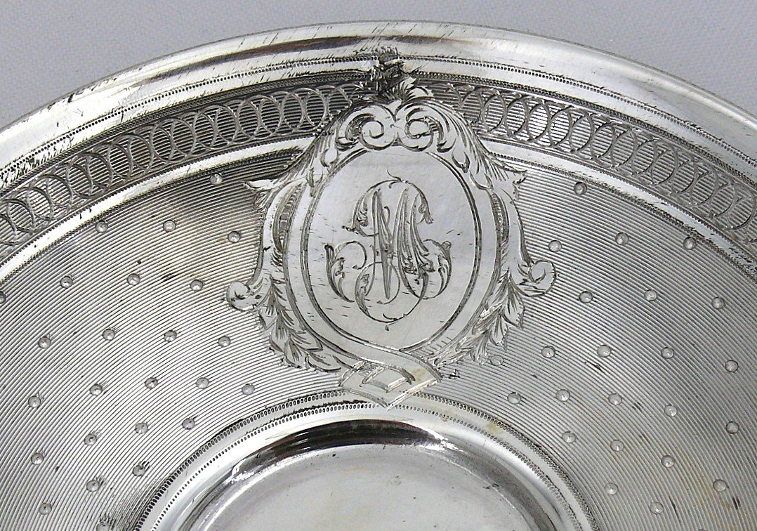 Cup + Saucer, Solid Silver Minerva, Napoleon III, César Tonnelier, Guilloché.-photo-1