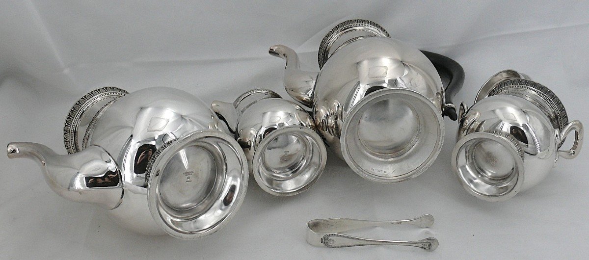 Christofle Malmaison Model, 6 Piece Tea/coffee Set, Silver Plated Metal, Excellent Condition.-photo-7