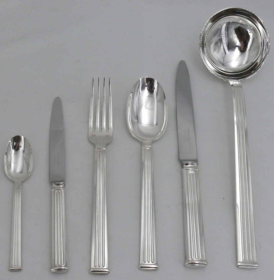 Christofle Triade Model, 61-piece Silver-plated Metal Cutlery Set, Near New.-photo-3