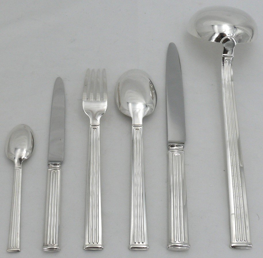 Christofle Triade Model, 61-piece Silver-plated Metal Cutlery Set, Near New.-photo-5