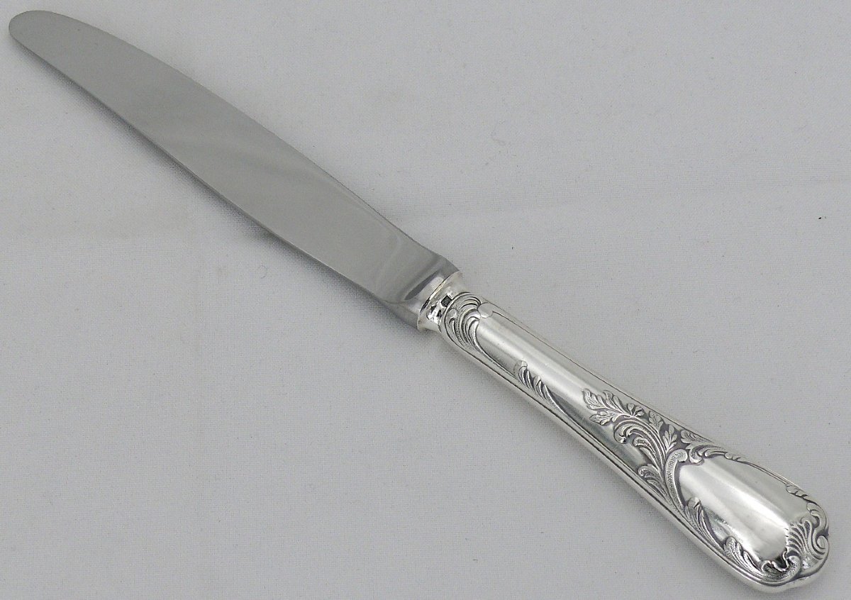 Christofle Marly Model, 12 Silver-plated Table Knives, In Excellent Condition.-photo-1