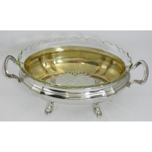 Planter, Sterling Silver And Cut Crystal, Germany.