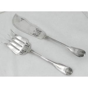 Boulenger Fillet Shell, Fish Serving Cutlery, Sterling Silver Minerva, 259 G.