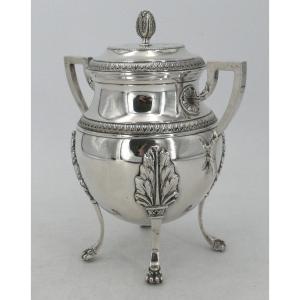 Grand Sucrier En Argent Massif Minerve, De Style Empire, Sanglier Frères, 565 G.