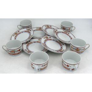 Bernardaud Model Pondichery Limoges Porcelain, 6 Tea Cups, Excellent Condition, Lot 2.