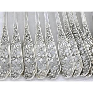 Ravinet d'Enfert, Art Nouveau, 37 Piece Cutlery Set In Silver Metal.