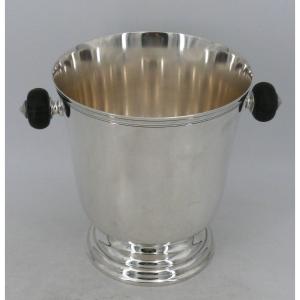 Christofle, Beautiful Champagne Bucket, Ebony Handles And Silver Metal, Excellent Condition.