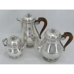 Christofle Lauzun Model, Godrons, 3 Piece Silver Plated Tea/coffee Set.