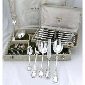 Christofle Modèle Marly, Ménagère Set De 50 Pièces, Couteaux, Métal Argenté, Excellent état.