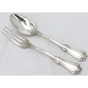 Louis Coignet, Beautiful Solid Silver Minerva Table Cutlery, Art Nouveau, 176 G.