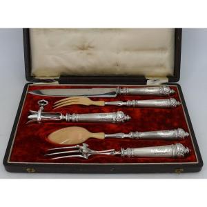 Carving Service, Salad Service, Minerva Silver, 5 Pieces, Napoleon III, Debain.