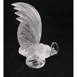 Lalique, Crystal Dwarf Rooster, Intact Piece, Signed.