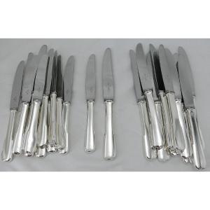 Ravinet d'Enfert Uniplat Model, 24 Knives, 12 Table Knives + 12 Dessert Knives, Cheese.