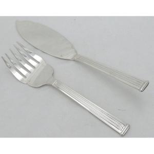 Christofle Triade Model, Fish Serving Cutlery, 2 Pieces, Knife + Fork.