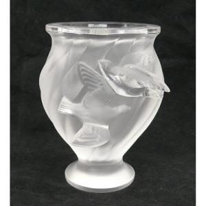 Lalique Vase Rosine, Cristal, Intact, Signé.