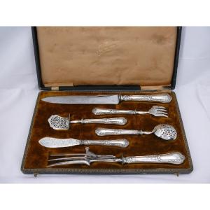 6 Piece Serving Set, Silver Filled Minerva, Hors d'Oeuvres + Carving Cutlery.