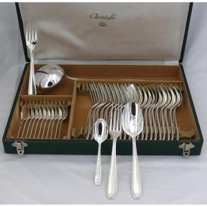 Christofle Marot Model, Small Shell, 37-piece Silver-plated Metal Cutlery Set.