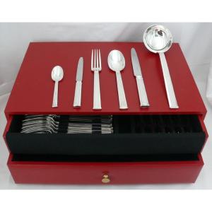 Christofle Triade Model, 61-piece Silver-plated Metal Cutlery Set, Near New.