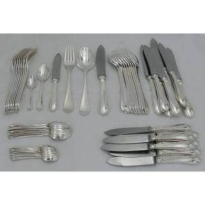 Ercuis Citeaux Model, 52-piece Cutlery Set, Silver-plated Metal, For 8 People, With Knives.