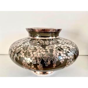 Italian Vase With Floral Decoration In Silver