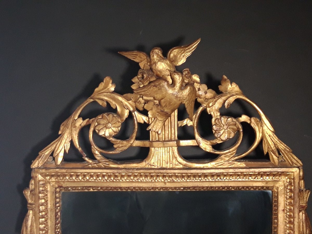Louis XVI Period Mirror In Golden Wood-photo-1