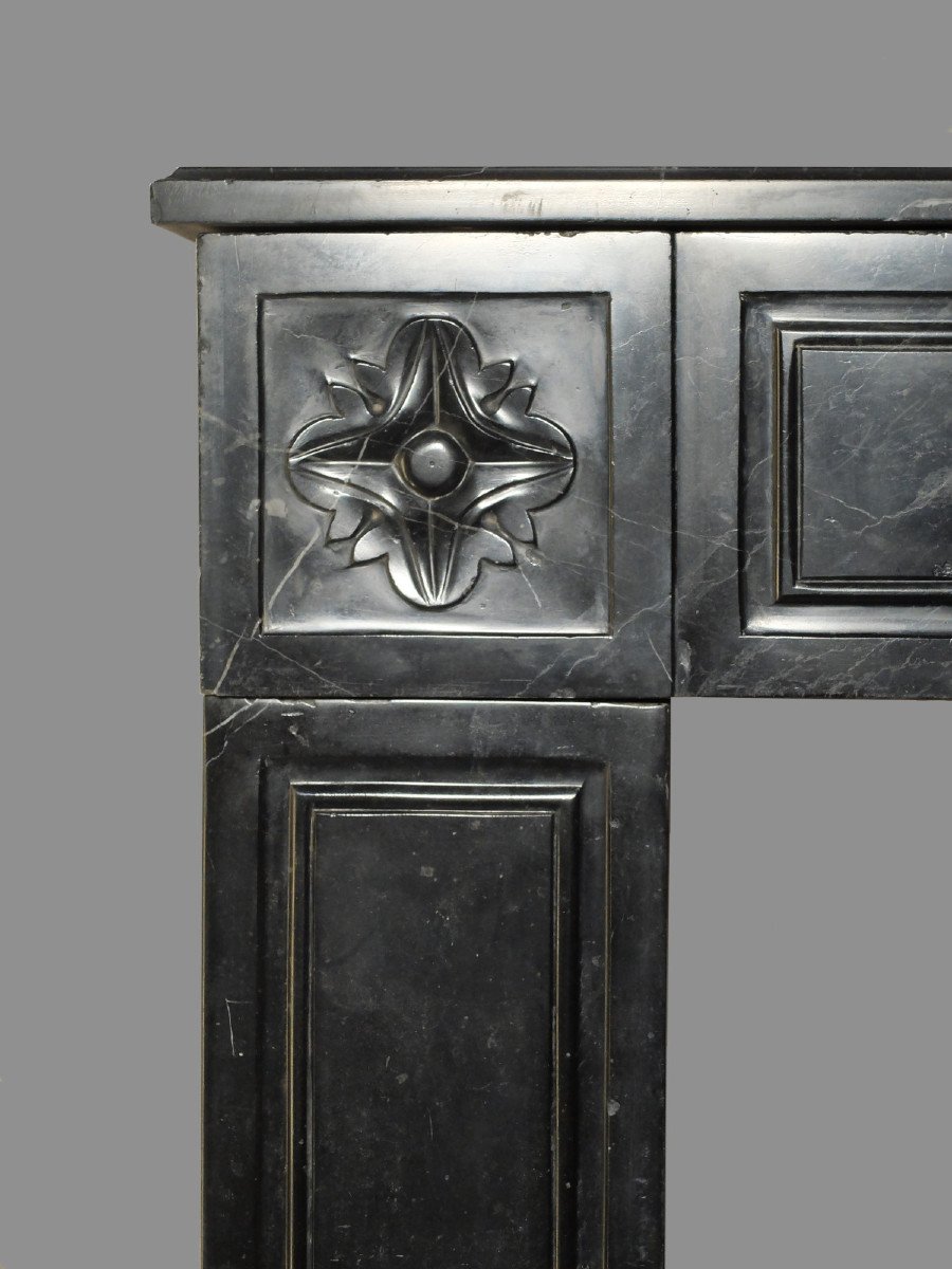 Louis XVI Period Fireplace In Black Marble-photo-3