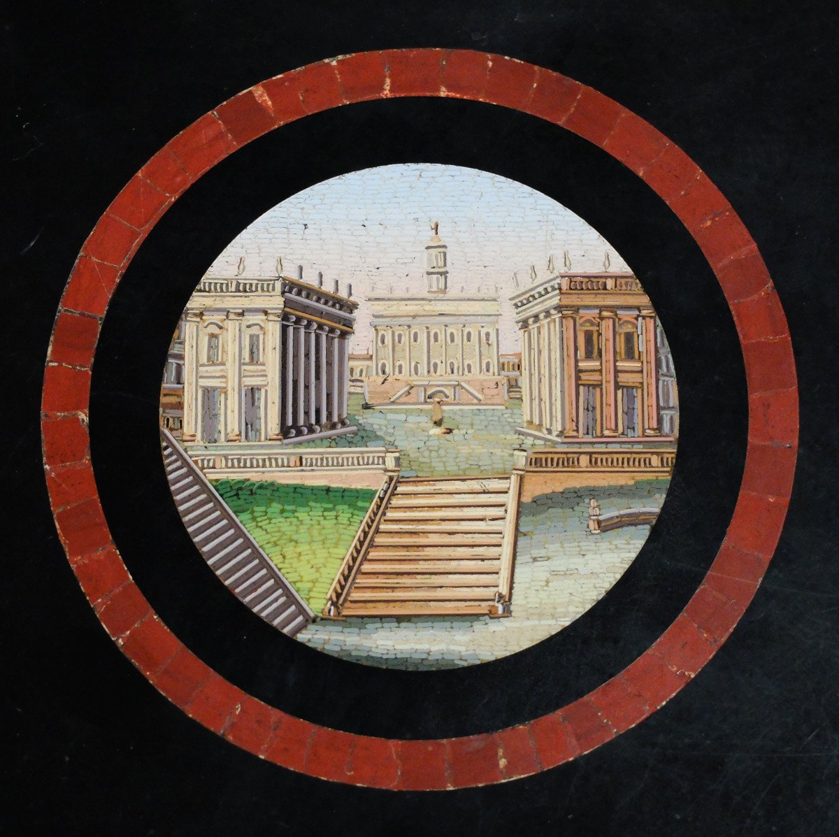 Micromosaic Pedestal Table With Views Of Rome, Italy, Circa 1820-1830-photo-3