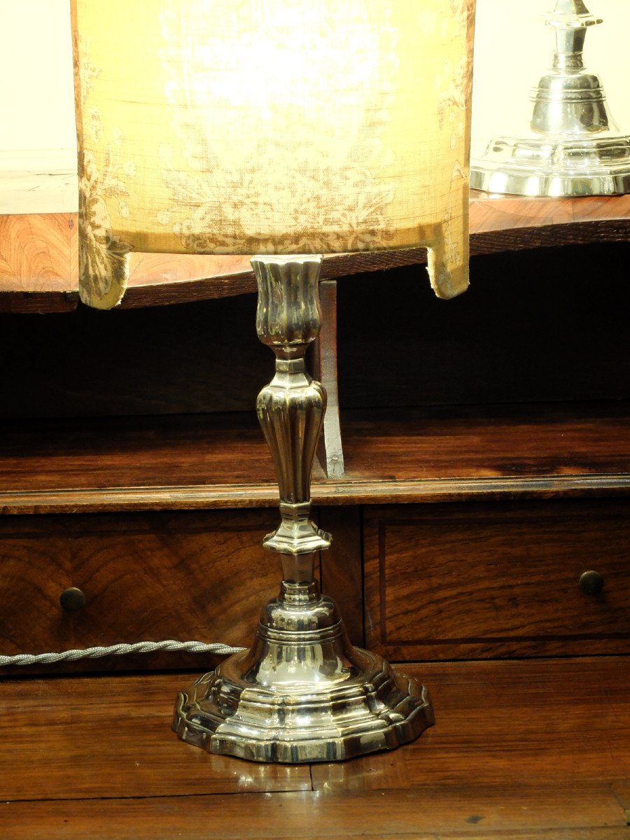 Proantic: Pair Of Louis XV Period Candlesticks Mounted As Lamps.