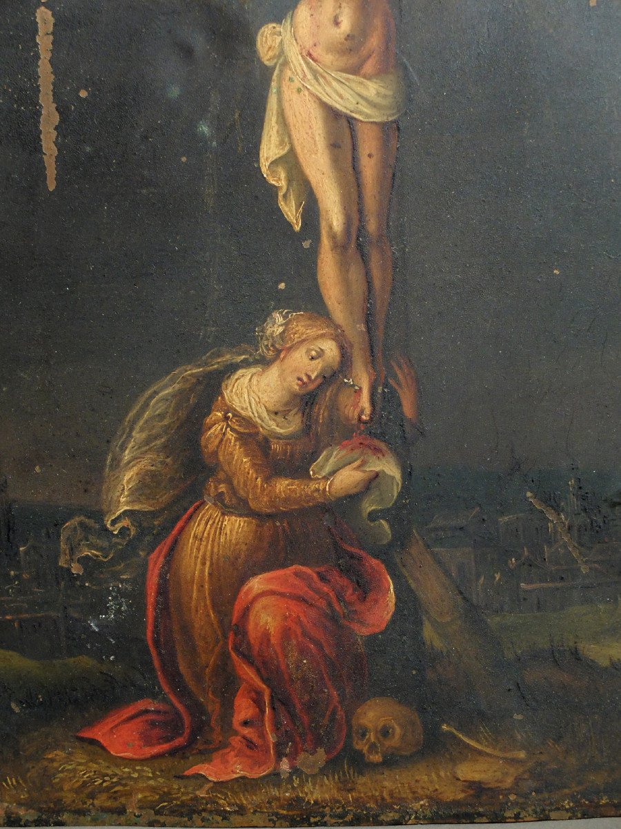 The Crucifixion - Oil On Copper From The 17th Century-photo-2