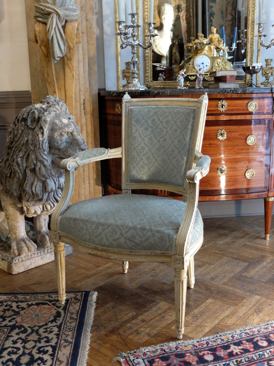 Pair Of Lacquered Armchairs From The Louis XVI Period-photo-2