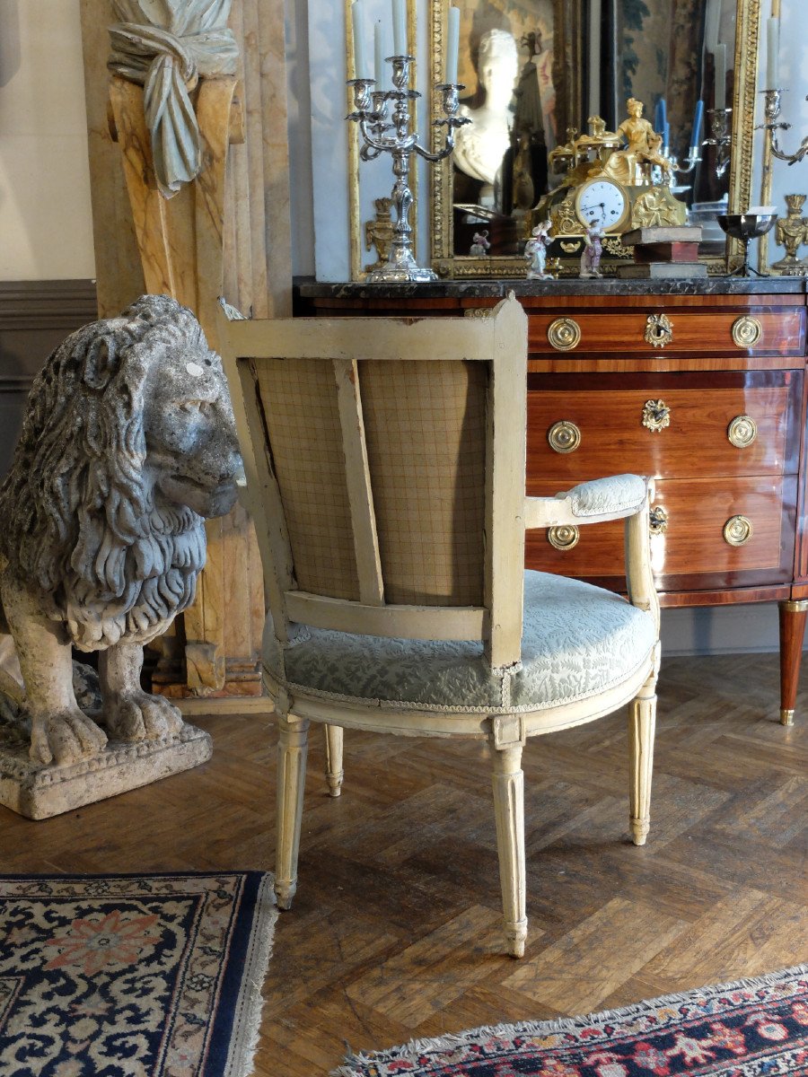 Pair Of Lacquered Armchairs From The Louis XVI Period-photo-3