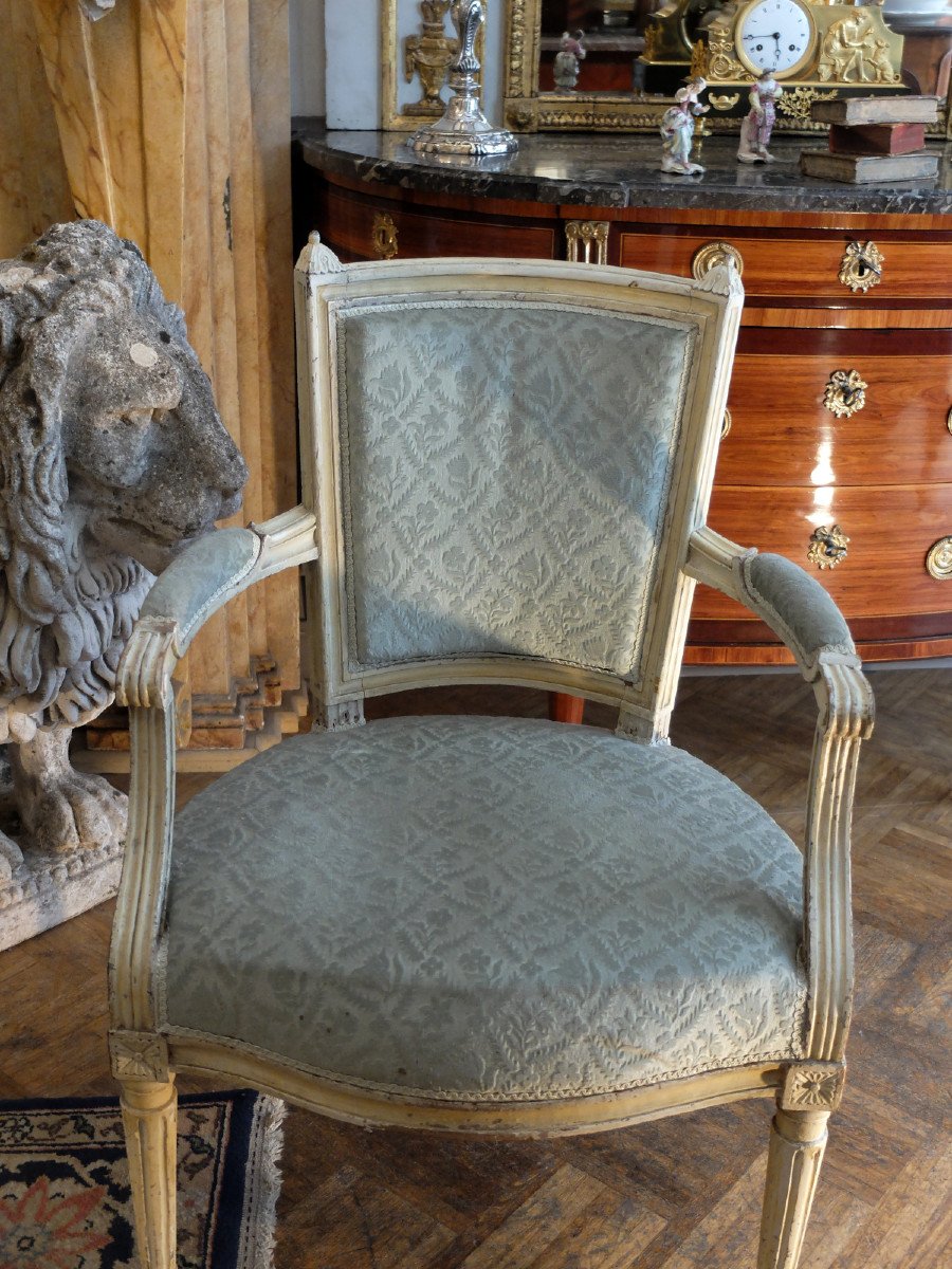 Pair Of Lacquered Armchairs From The Louis XVI Period-photo-1