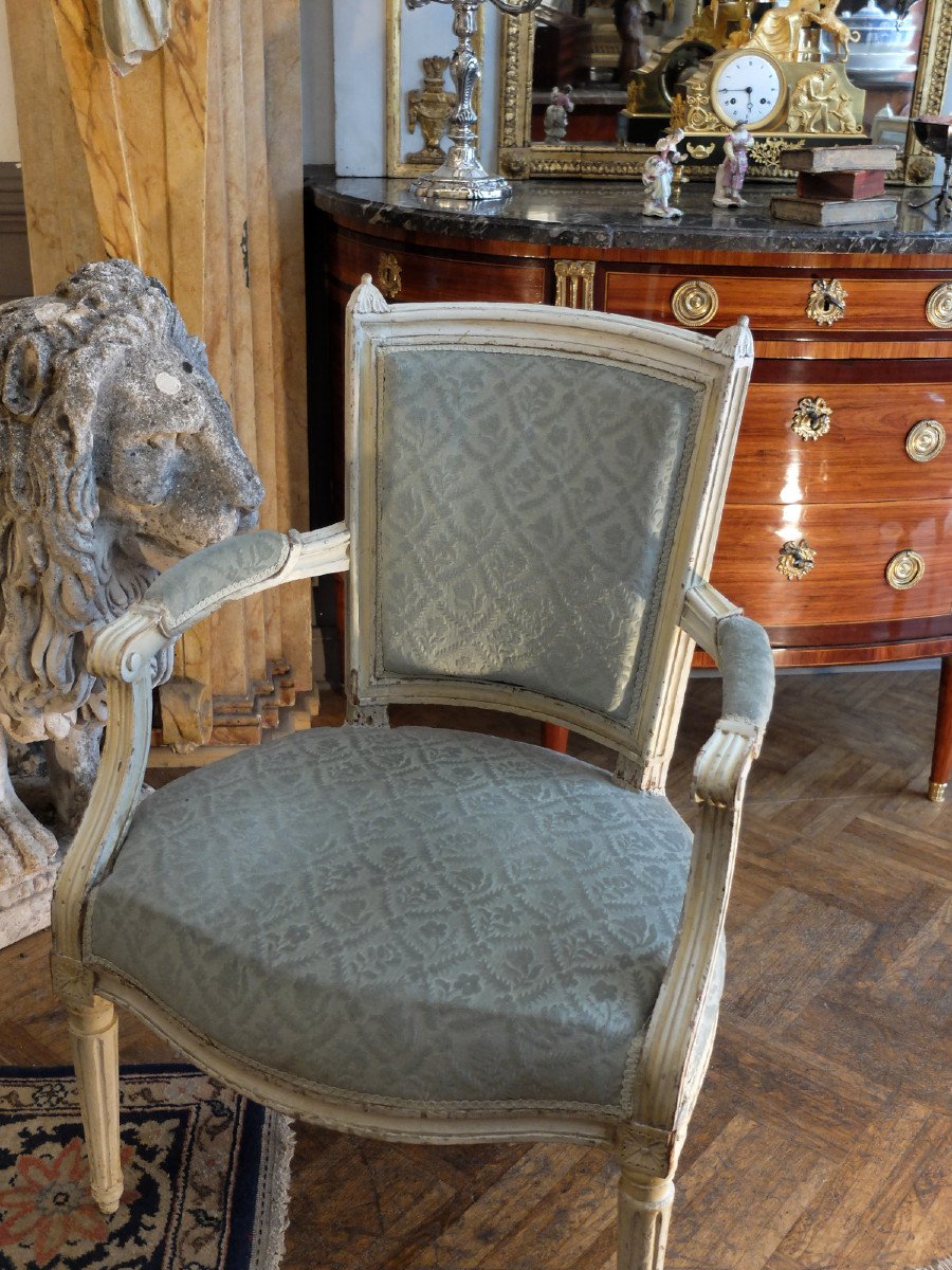 Pair Of Lacquered Armchairs From The Louis XVI Period-photo-2