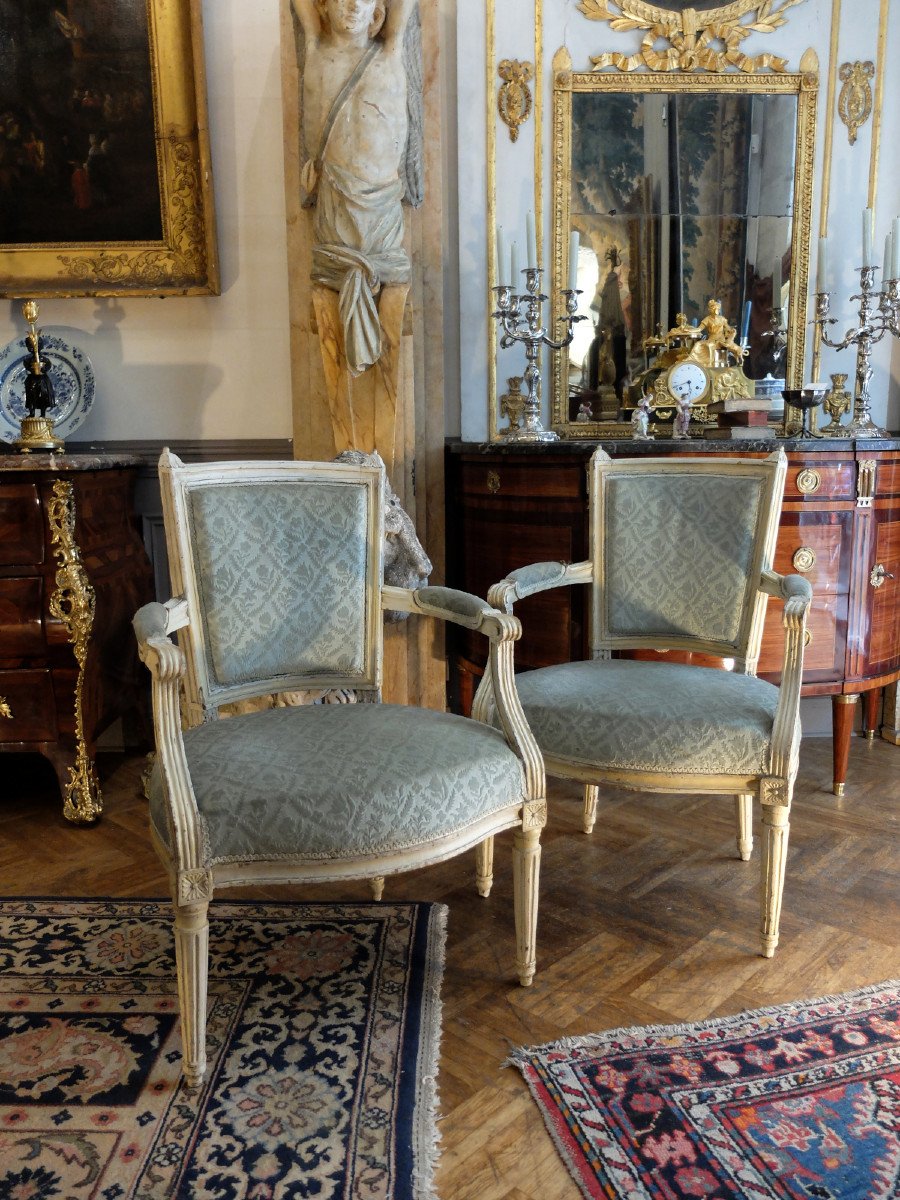 Pair Of Lacquered Armchairs From The Louis XVI Period