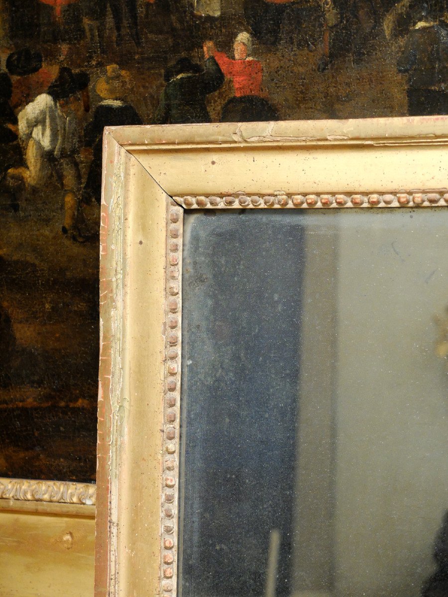 Miroir d'époque Louis XVI à fond de glace biseauté-photo-3