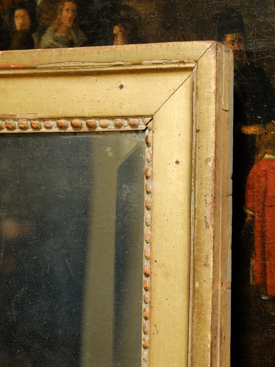 Miroir d'époque Louis XVI à fond de glace biseauté-photo-4
