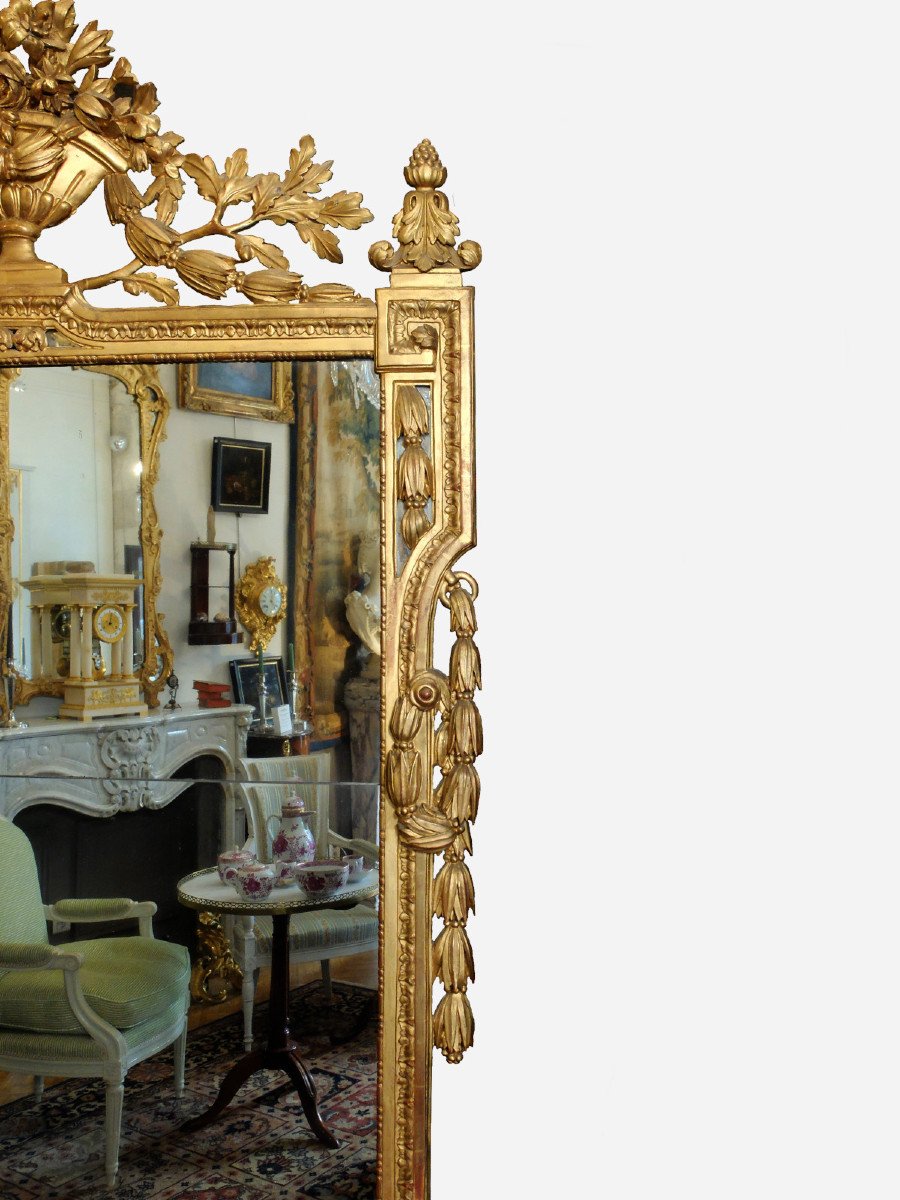 Important miroir d'époque Louis XVI en bois doré-photo-2