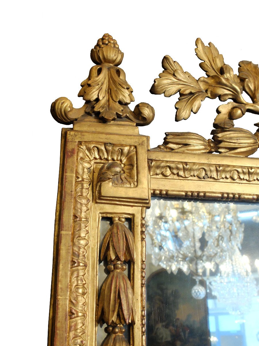 Important miroir d'époque Louis XVI en bois doré-photo-1