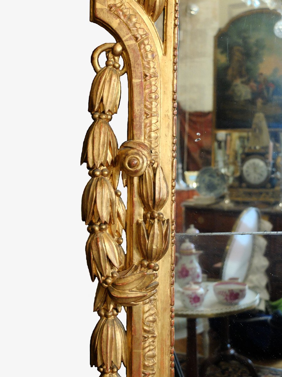 Important miroir d'époque Louis XVI en bois doré-photo-2