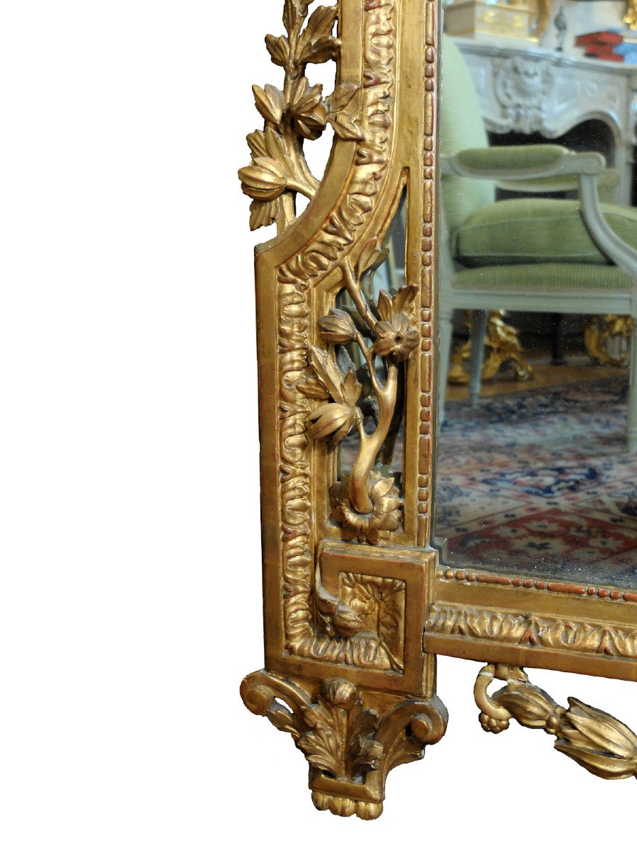 Important miroir d'époque Louis XVI en bois doré-photo-3