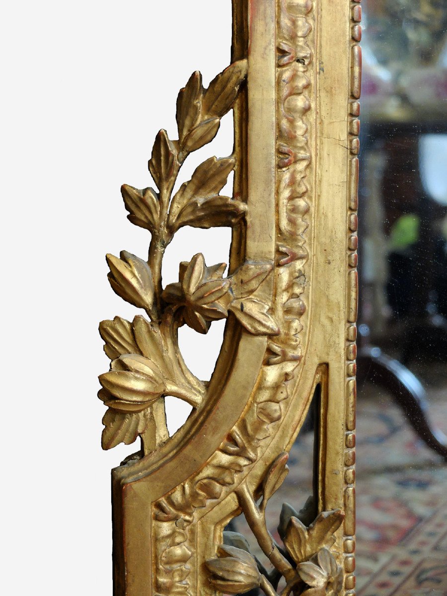 Important miroir d'époque Louis XVI en bois doré-photo-7