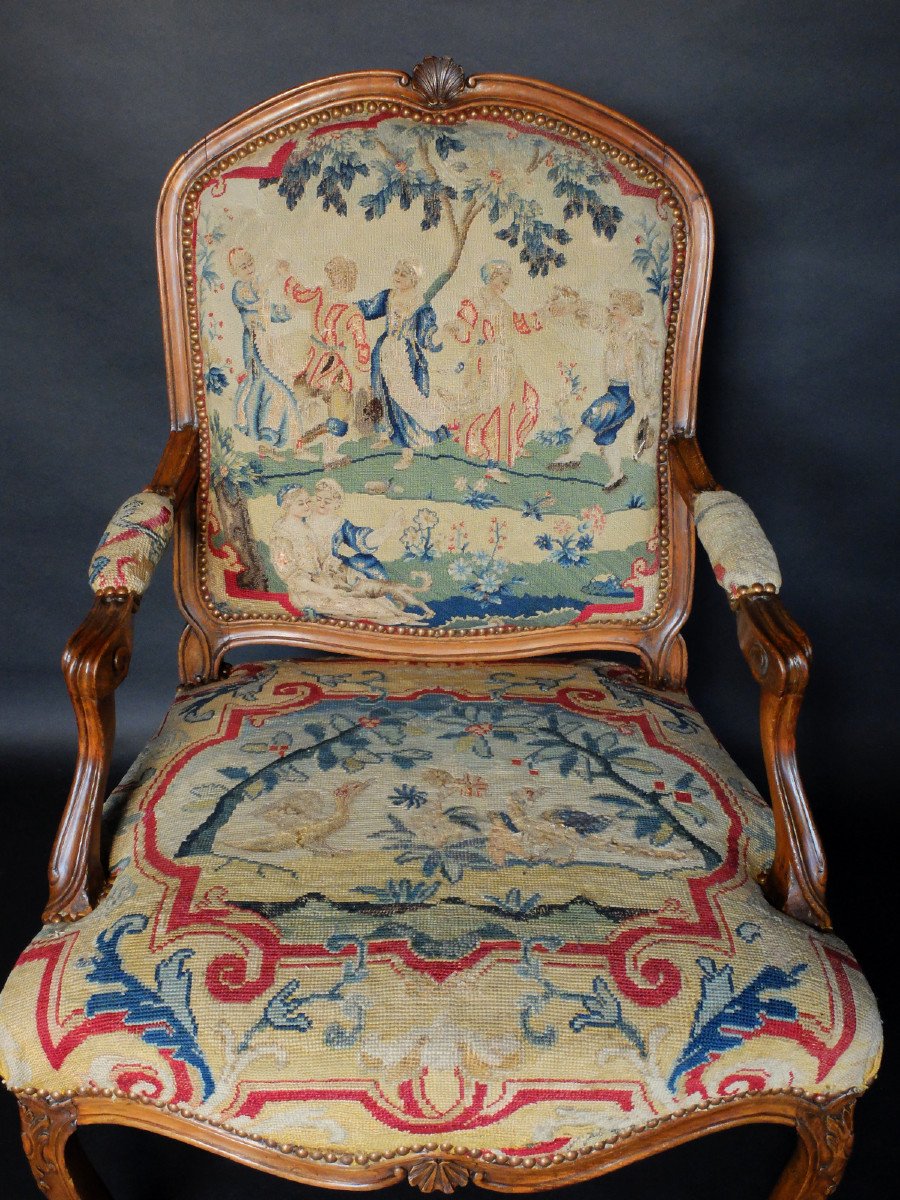 Suite de 4 fauteuils à la Reine estampillés de Delanois-photo-4